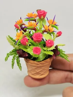 Miniature Multi Plant Flower Clay Arrangement In Terracotta Pot • $16