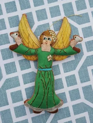 Embroidered Fabric Angel With Doves  6.5  Christmas Itreekedyou.com Ornament • $14.99