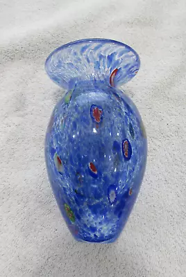 Vintage Fratelli Toso Cobalt Blue Murano Millefiori Glass Vase  6  • $49