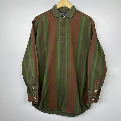 Polo Ralph Lauren Rugby Smock Shirt Colourblock Striped Rare 90s Mens Medium • £59.95