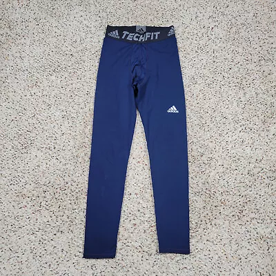 Adidas Pants Men Small Blue Athletic Compression Fitted Techfit Gym 23x25 A1 • $14.21