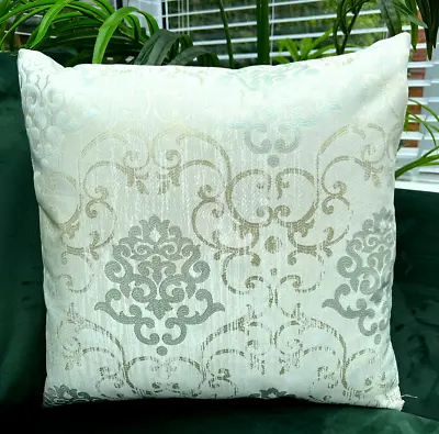 Pastel Sage Green Damask Cushion Covers 18x18  / 45x45cm - Heavy Thick Fabric • £4.99