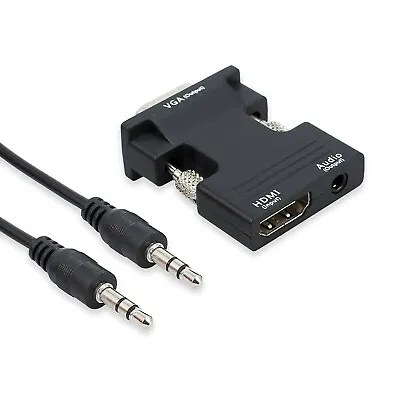 £3.99 • Buy HDMI Female To VGA Male With Audio Output Cable Converter Adaptor Lead - 1080P