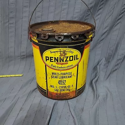 Vintage Pennzoil Multipurpose Gear  Lubricant Grease Oil Can 4092 5 Gal  • $35