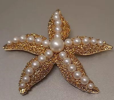 $39.99 • Buy  VINTAGE Napier Pearl Starfish Brooch PIN Gold TONE 2.5  M03