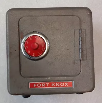 Vintage Fort Knox Metal Superior Toy Mfg.  Toy Safe Combination Coin Bank Grey • $17.99