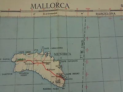 Original WW2 RAF Map Entitled  MALLORCA  (+ MENORCA) With Pencil Notes • £29.99