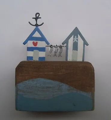£9.99 • Buy Beach Huts With Fish Wooden Decoration  Quayside Harbour Fishing Home Gifts