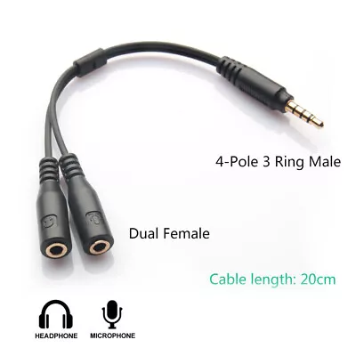 3.5mm AUX Audio MIC Splitter Headphone Earphone Adapter Male To 2 Female • $6.99