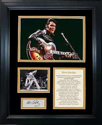 Framed Elvis Presley Facsimile Laser Engraved Signature 12 X15  Photo Collage • $84.99