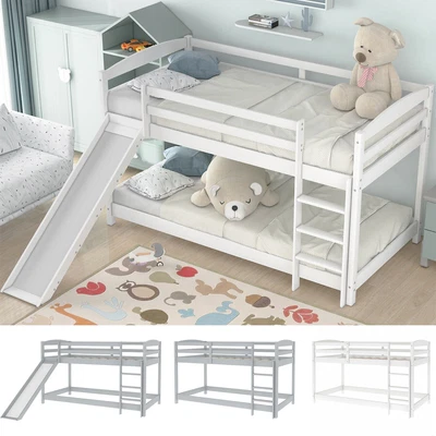 £234.99 • Buy 3ft Single Bunk Beds Pine Wood Kids Furniture Bed Frame High Sleeper With Slide