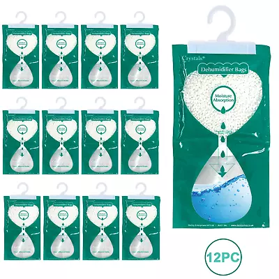 12 Pcs Of Hanging Wardrobe Dehumidifier Bags Stops Damp Mould Absorb Moisture • £11.85