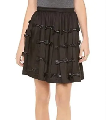 Zimmermann Womens Black Bow Mini Skirt Silk Size 1 RRP $370 • $39