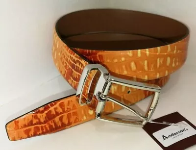 £69.99 • Buy ANDERSONS ORANGE CROC ITALIAN LEATHER REVERSIBLE MENS BELT 95cm 36  BNWT RRP£110