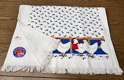 Vintage Chickens Cotton Hand Towel Cannon Terry Cloth Fringed 70s NEW • $14.29