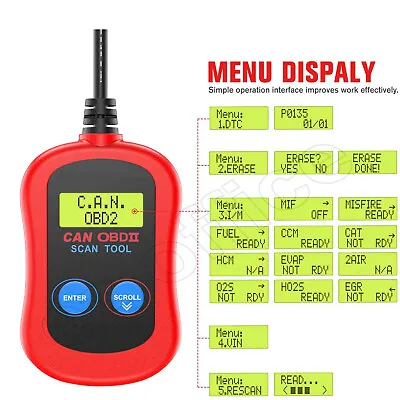 U480 Car Engine Auto Fault Code Reader OBD2 Scan Tool Diagnostic Scanner • £19.95