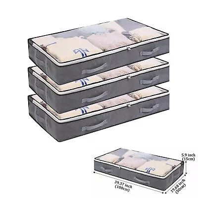 Large Storage Bags Zipped Underbed Clothes Organizer Wardrobe Cube Closet Boxes • £9