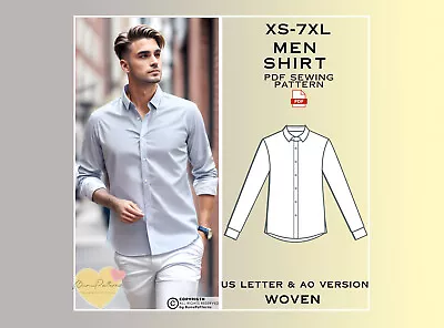 Men's Classic Shirt Sewing Pattern Man Shirt Sewing Pattern Shirt Patterns • $5.99