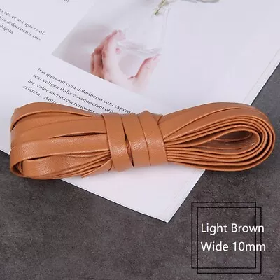 5M DIY 10mm Faux Leather Ribbon PU Webbing Trimming Folded Flat Tape Strap Craft • £8.99