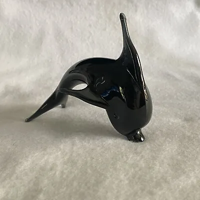 Vintage Murano Art Glass Dolphin Paperweight Figure Gray To Black • $18