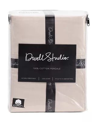 Dwell Studio 4 Pc Queen Sheet Set Natural Tan Beige Cotton Percale Cool Crisp  • $67.77