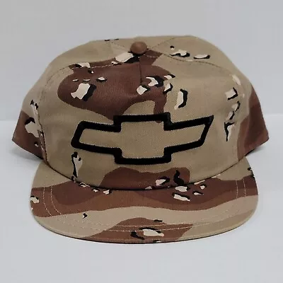 Vintage 90s Chevrolet Bowtie Camouflage Snapback Hat Embroidered Black Logo New • $25.40