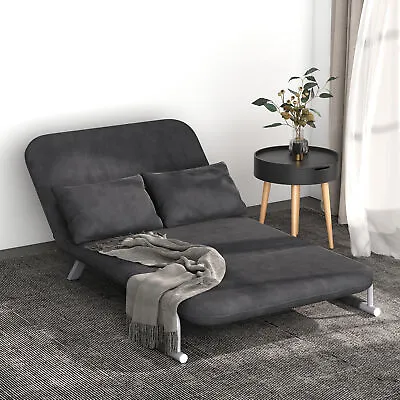 Twin Size Convertible Sleeper Bed Lounger Chair W/Suede Microfiber Slip Cover • $235.71