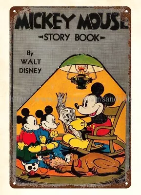 Collectible Wall Art Print 1931 Mickey Mouse Story Book Cover Art Metal Tin Sign • $18.95