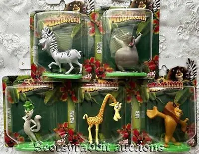 Five 5 MADAGASCAR Action Figures Cake Toppers King Julien Marty Alek Gloria Melm • $17.45