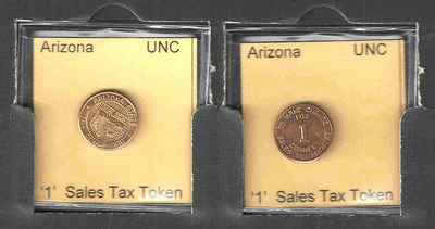 $2 • Buy ARIZONA '1' COPPER - BRASS SALES TAX TOKEN    BRILLIANT UNCIRCULATED  1930s