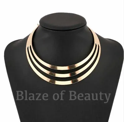 Fashion Jewellery GOLD SILVER Chain Choker Chunky Statement Bib Collar Necklace • £5.30