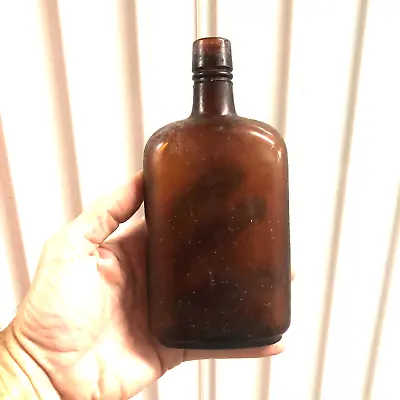 Antique Amber Brown Glass Apothecary Bottle Medicine Whisky (marked B 18) • $20