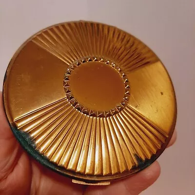 Vtg Max Factor 50s Golden Metal Compact W/Mirror & Powder Blush 4  • $20