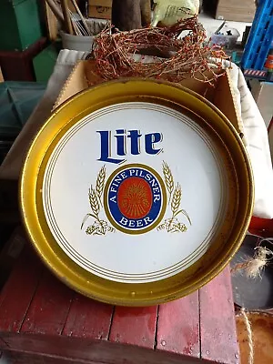 VINTAGE Miller LITE “A FINE PILSNER BEER” TRAY 13” Advertising Metal Tray • $19.75