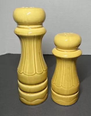 8” 6” MCM Vintage RETRO Mustard Yellow Tall Large Salt Shaker Set Ceramic Modern • $10