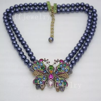 Heidi Daus Women Jewelry Unique Cut Crytals Butterfly Pendant CZ Beaded Necklace • $59.99