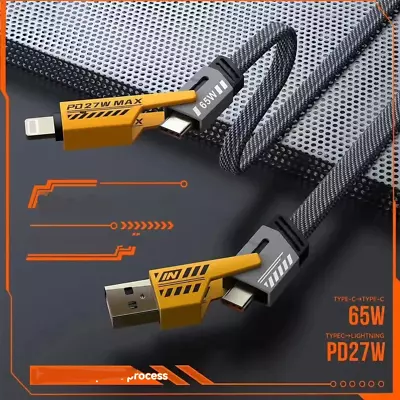 4 In 1 Multi USB PD Charger Charging Cable Cord For IPhone USB C Samsung Android • £4.95