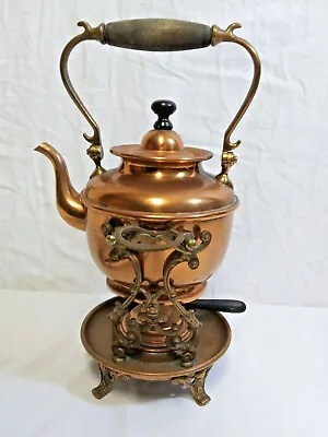 Vintage S. STERNAU ~ SS & Co. Copper Tilting Tea Pot With Stand & Butner 1892? • $110.93