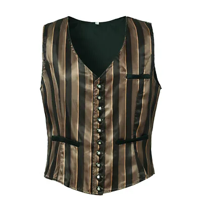 Steampunk Men's Waistcoat Victorian Gothic Vest Halloween Cosplay Costume Retro • $27.99