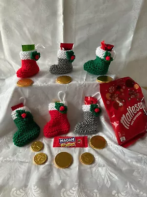 Dk Knit Pattern Christmas Holly Stocking Bunting Tree Decoration Chocolate Cover • £1.99