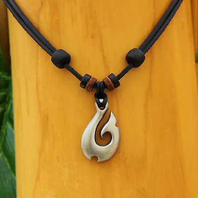 Leather Necklace Surfer Necklace Men Necklace Women Necklace Metal Pendant • $24.62