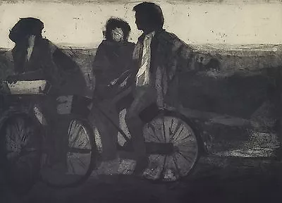 Mid Century Modernist Lithograph Titled Friends  By Judith Halin 1968  • $250