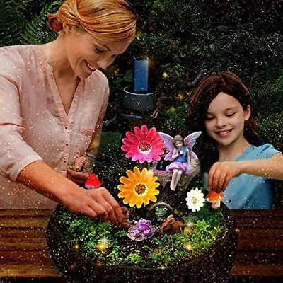 HDNICEZM Fairy Garden Accessories Kit - Miniature Solar Flower Stump & Figurine • $28.90