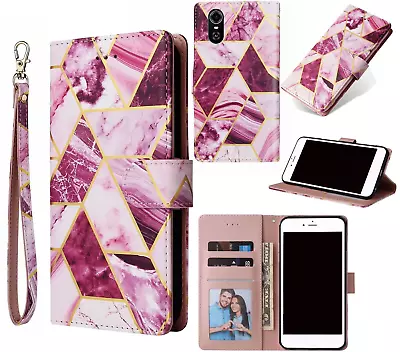 Optus X Sight 2 Case Gilded Marble Pattern Wallet 3 Card Id • $10.90