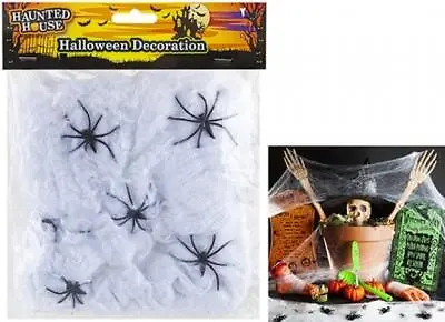 Halloween Decoration Spider Web With 6 Spiders Scary Cobweb • £3.45