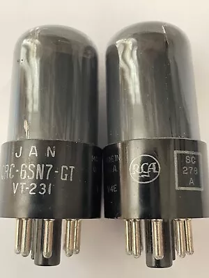 NOS  JAN CHS 6SN7GT VT-231  RCA Vacuum Tubes - Smoked 1945 Strong  GM Values • $299