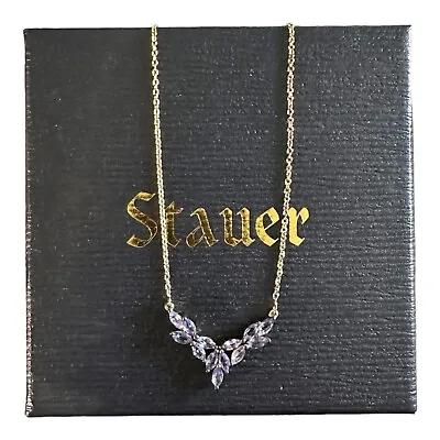 $85 • Buy Stauer Genuine Tanzanite Discovery Necklace Marquise Gemstones V Shape Gold Tone