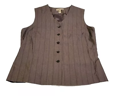 Amanda Smith Size 12 Gray Pinstripe Vest Five Button Front • $14.99