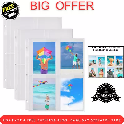 Photo Album Refill Pages For 200 Pictures - 3-Ring Binder Photo Pockets Holder • $10.67