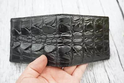 Handmade Black Real Alligator Crocodile Hornback Leather Skin Men Bifold Wallets • $47.60